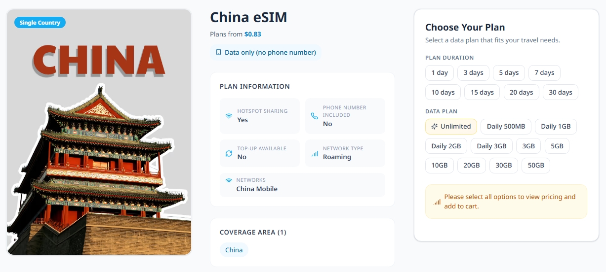 Teclapi China eSIM runs on China Mobile networks Teclapi China eSIM runs on China Mobile networks